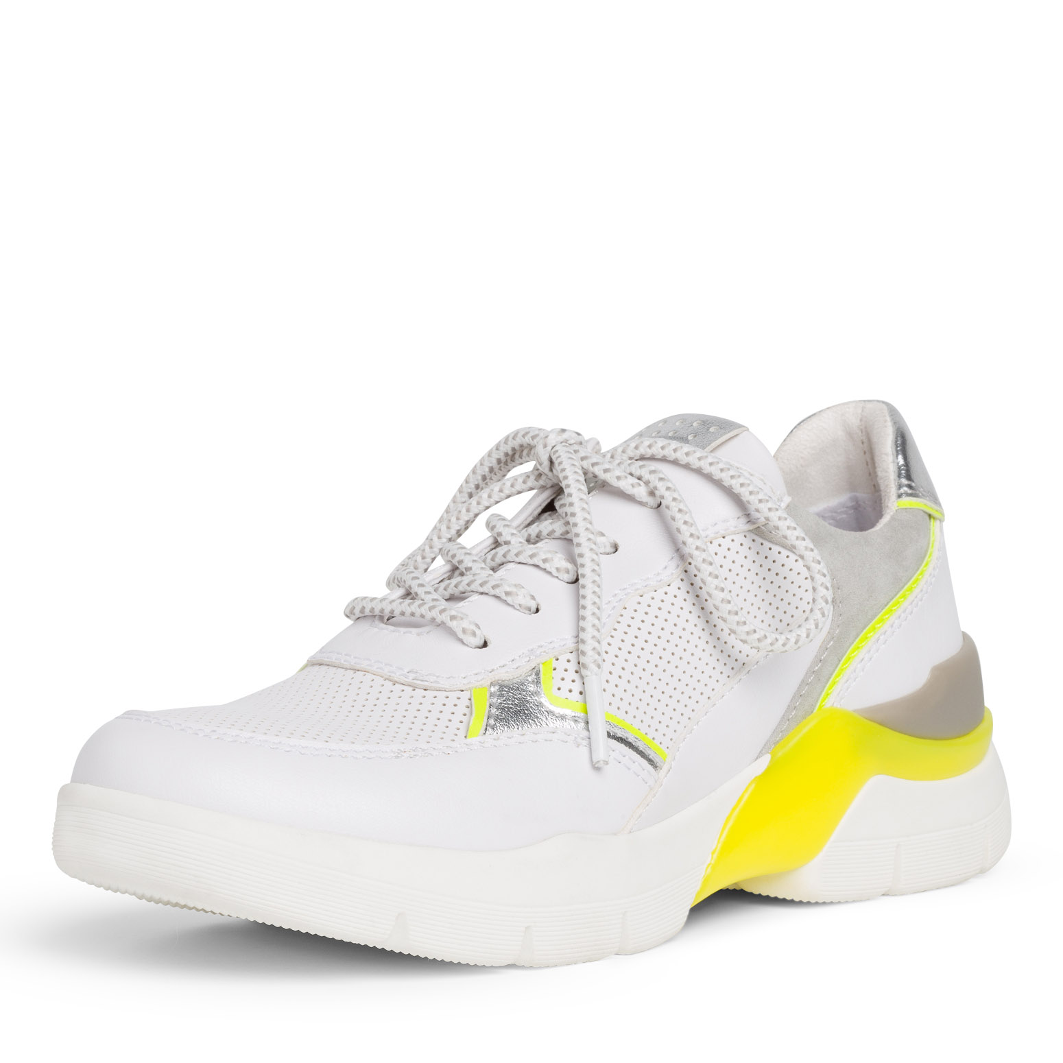white and neon sneakers