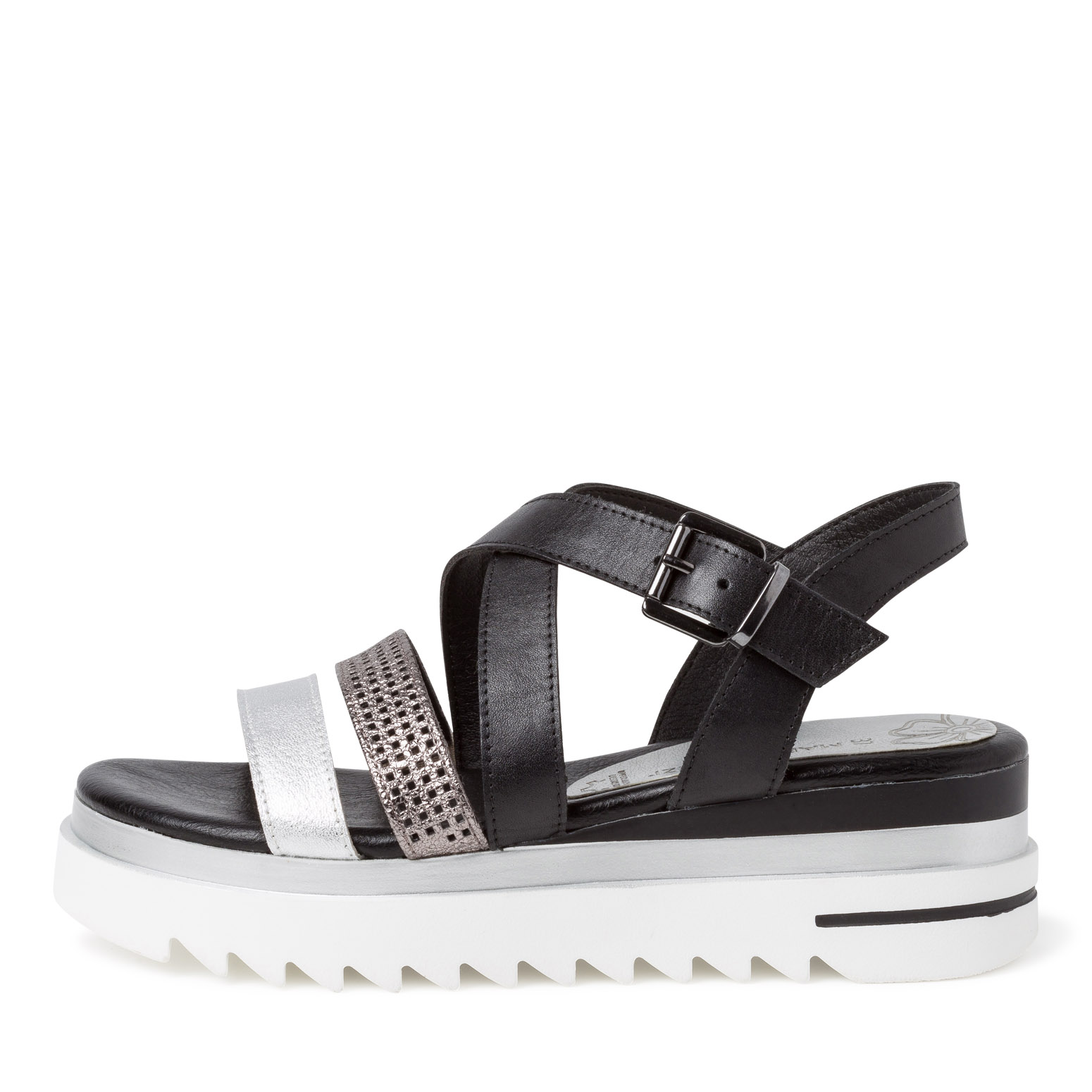 Ledersandale - schwarz, BLACK COMB, hi-res