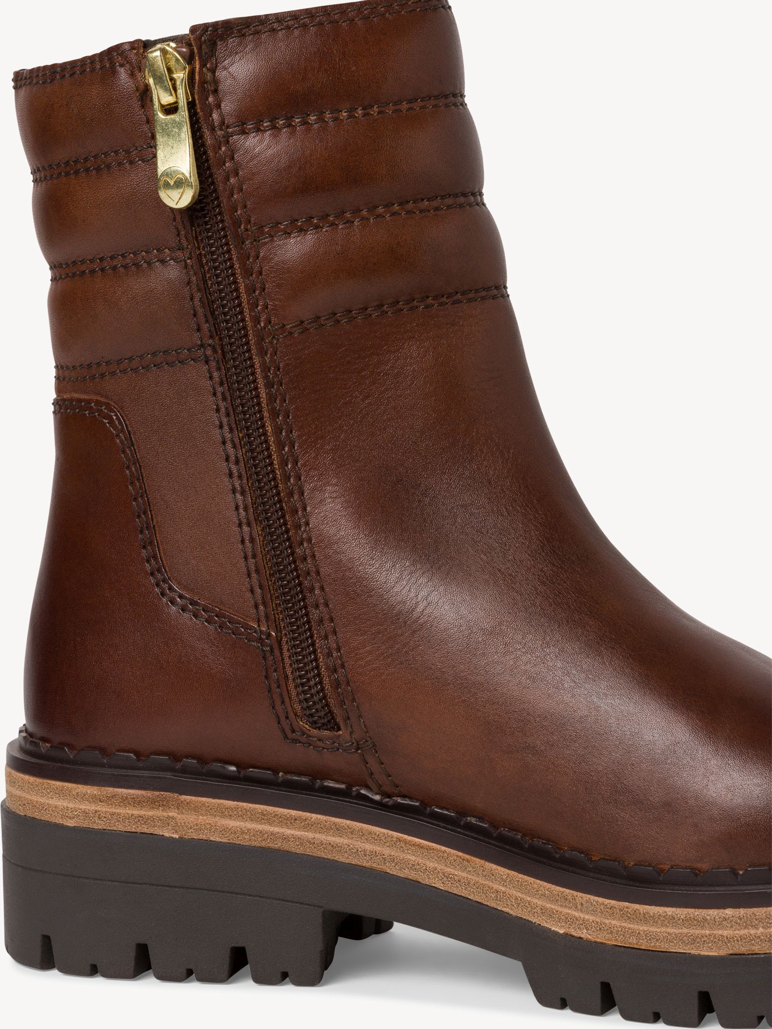 Leather Bootie - brown warm lining, CHESTNUT, hi-res