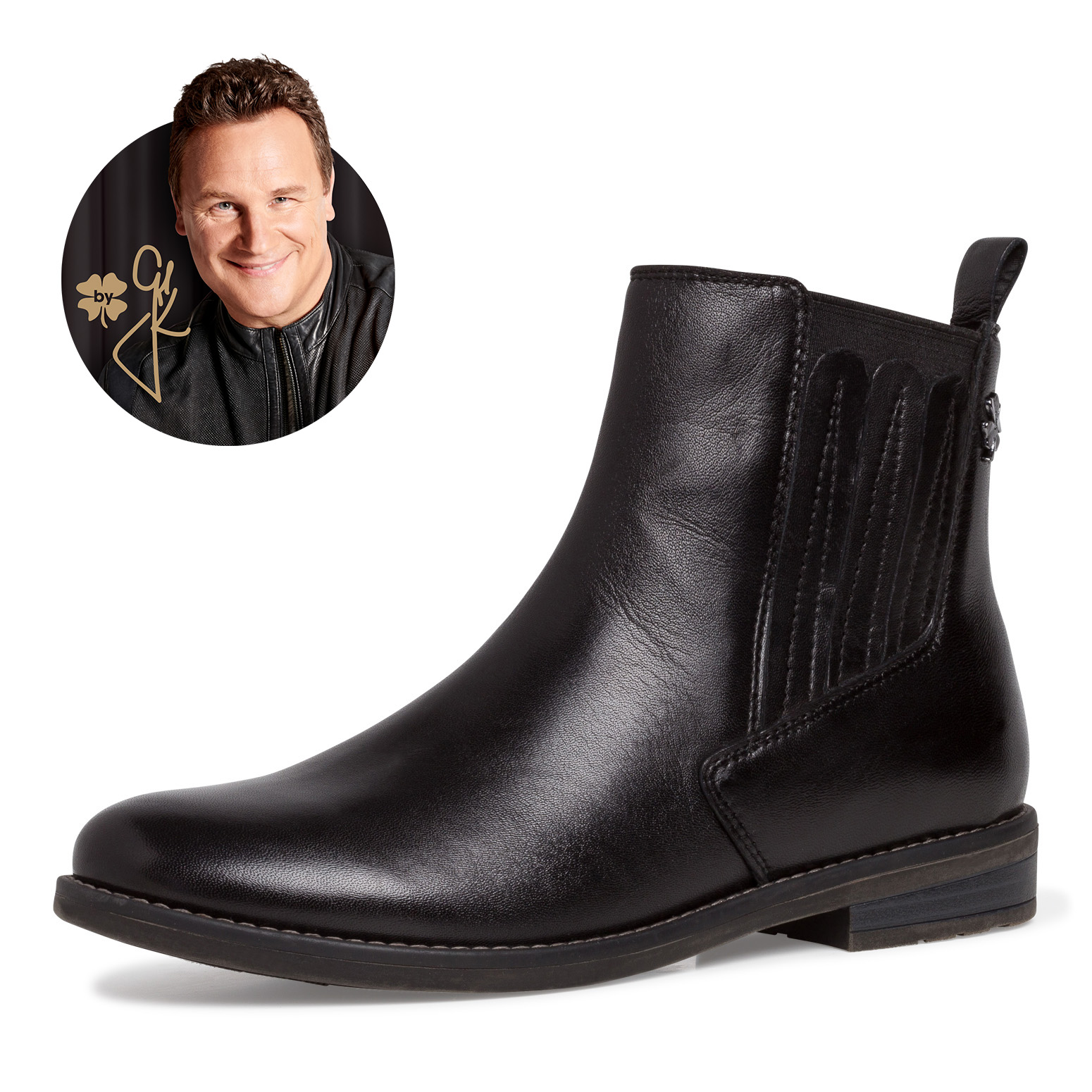 Leder Chelsea Boot - schwarz, BLACK ANTIC, hi-res