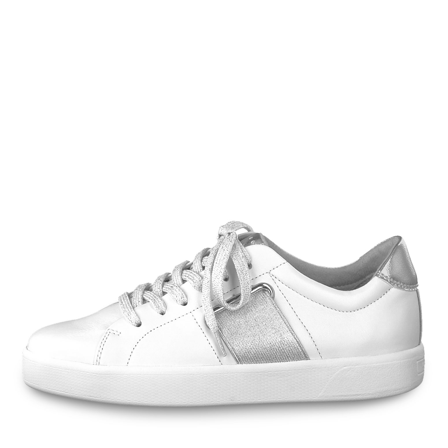 Ledersneaker - weiß, WHITE/SILVER, hi-res